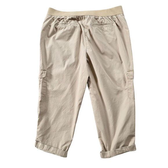Womens Talbots Capris Pants 12P Khaki Roll Up Button Tab Cargo Camping Hiking - Picture 2 of 4